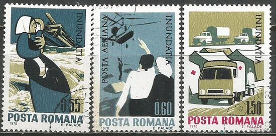 Румыния. Помощь жертвам наводнения. 1970г. Mi#2883-85.
