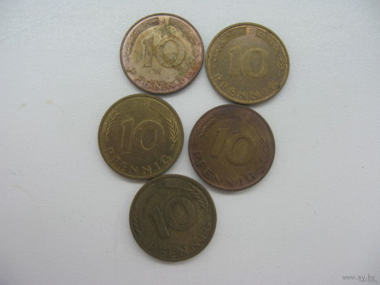 ФРГ 10 пфеннигов 1991 А. G . J . F . D