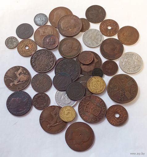 Большой лот монет Старой Европы включая серебро 38 штук