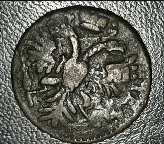 Денга 1731 года перечекан с Петровской копейки.
