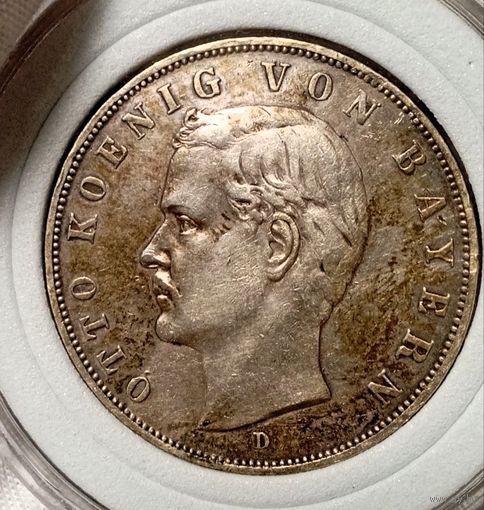 3 марки 1909, Бавария, Отто, патина и остатки шб, отличная! в коллекцию!