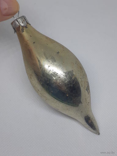 Ёлочная игрушка Сосулька Серебро, стекло. СССР