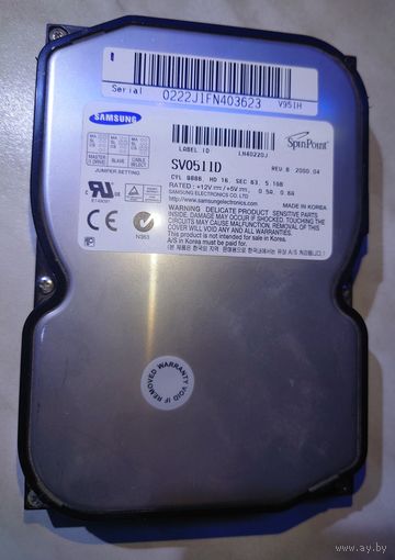 HDD Samsung SV0511D 5,1Gb пробег всего 130 часов