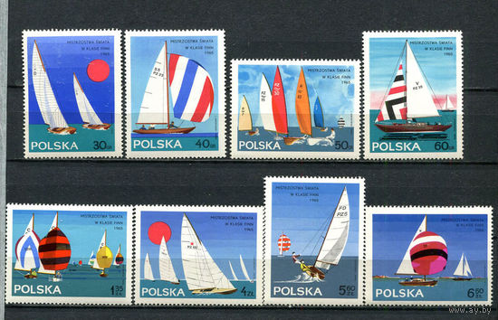 Польша - 1965 - Парусники - (ном. 30 с повреждением клея) - [Mi. 1587-1594] - полная серия - 8 марок. MNH.  (Лот 91Gi)-T2P37