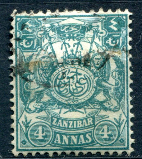 Британские колонии - Султанат Занзибар - 1904г. - герб, 4 А - 1 марка - гашёная [Mi 78]. #4-B5-122-A-1