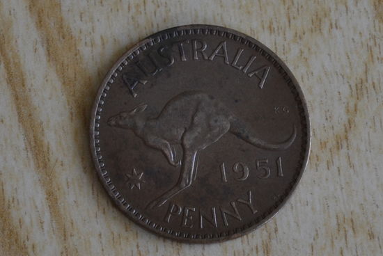 Австралия 1 пенни 1951 с 1 руб