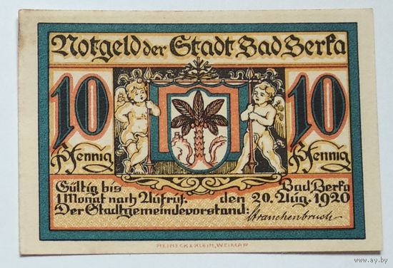 Германия, Нотгельд Bad Berfa 10 Пфеннигов 1920 --173