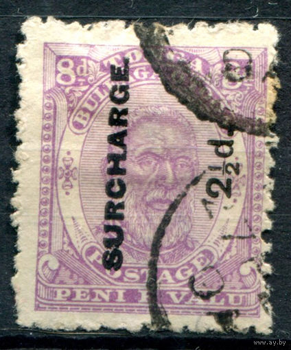 Королевство Тонга - 1894г. - король Джордж Тупоу I, надпечатка 2 1/2 P на 8 P - 1 марка - гашёная [Mi 23]. #4-B5-130-A-1