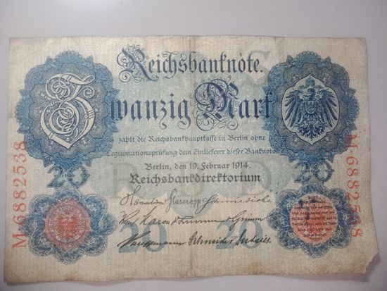 Германия 20 марок 1914 года .