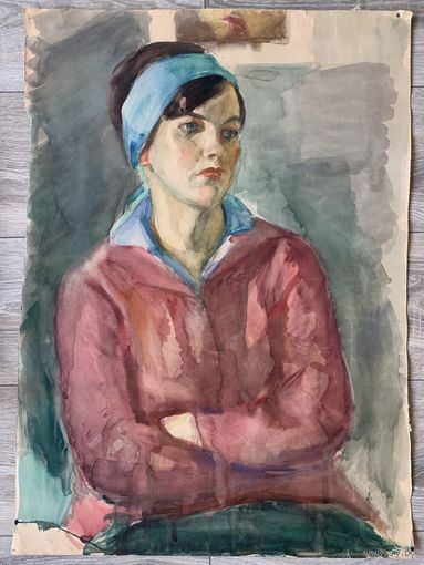 Большая акварель П.Крохолев 1960-70годы