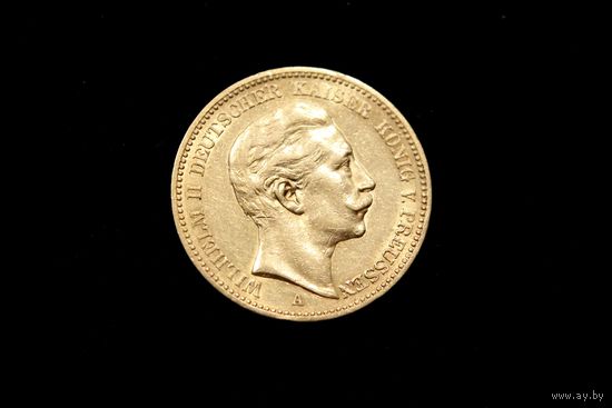 20 марок 1897 г. Пруссия (Германия), Вильгельм II. Штемпельный блеск!