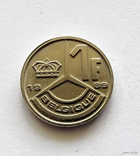 Бельгия 1 франк, 1989 Надпись на французском - 'BELGIQUE'