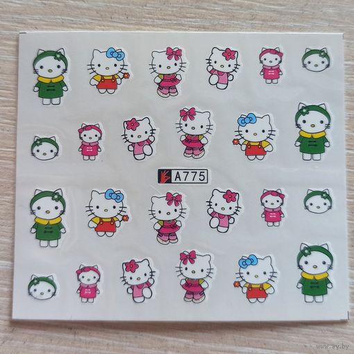 Hello Kitty слайдеры для ногтей. Водные наклейки-переводки на ногти