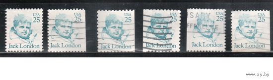США-1986, (Мих.1782 A+D+E+G),  гаш., Стандарт, Личности Джек Лондон, (одиночка),6 типов зубцовки