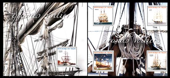 Нигер 2014 Транспорт Корабли Парусники MNH Блок + лист 4 марки