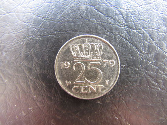Нидерланды.25 центов, 1979. С 20 копеек. Распродажа коллекции. Смотрите другие лоты.