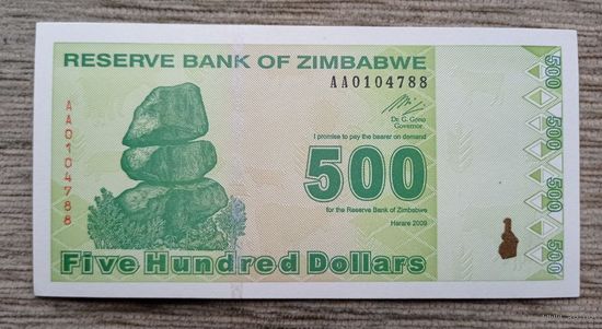 Werty71 Зимбабве 500 долларов 2009 UNC Банкнота