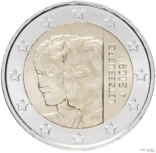 2 евро 2009 Люксембург Шарлотта UNC из ролла