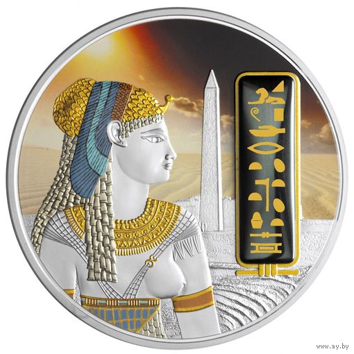 Фиджи 50 долларов 2012г. "Египетские драгоценности - Клеопатра". Монета в капсуле; подарочном футляре - рамке сертификате; коробка СЕРЕБРО 62,20гр.(2 oz).