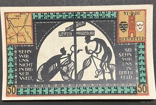 Нотгельд 50 пфеннигов 1921 год. Биттерфельд,. Веймарская республика
