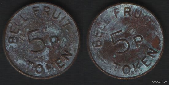 Bell Fruit Token 5p -- Bell Fruit Token 5p (желтый)5p-тонк (23,0мм_гр) (f2