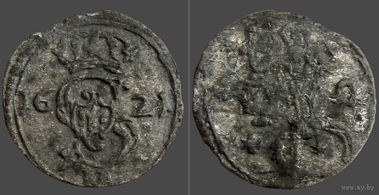 ВКЛ/ Litva/ Польша, двуденарий 1621 г., степень редкости R, 2 Denar (м.д. Вильня/ Vilna), Obverse: 16 S 21 II, Kopicki 3411