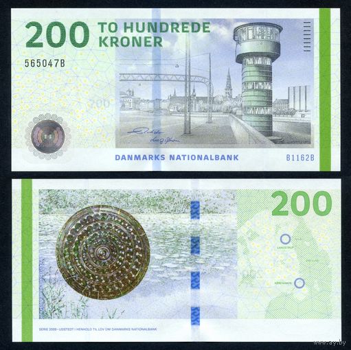 Дания 200 крон 2009 г. (2016 г.) (P-67f(1), UNC) [Rohde - Sorensen]