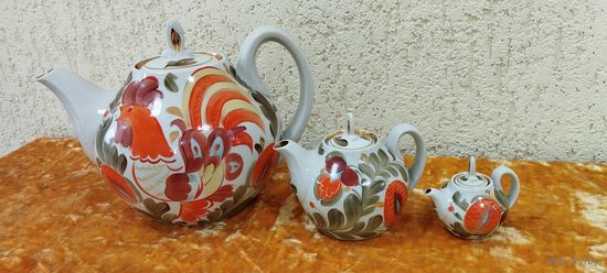 Чайники (набор 3 штуки) Петушок, Городница. СССР
