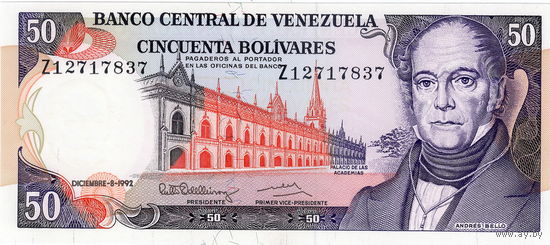 Венесуэла, 50 боливаров, 1992 г., UNC