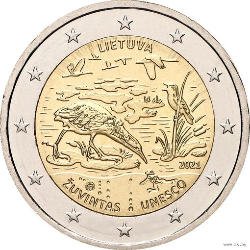 2 евро 2021 Литва Жувинтас UNC из ролла