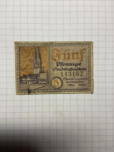 5 пфеннигов (нотгельды) г. Германия - 1312