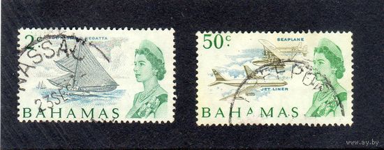 Багамы. Mi:BS 258,268. Регата Out Island. Гидросамолет Sikorsky S-38 и Boeing 707. Серия: Десятичная валюта