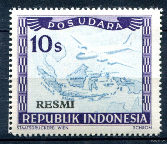Индонезия - 1949г. - локальные марки, местные мотивы, служебные марки, RESMI, авиация, авиапочта, 10 S - 1 марка - MNH [Mi 24]. #4-W2-105-A-2
