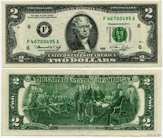 США. 2 доллара (образца 1976 года, F, Джорджия, P461)