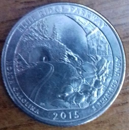США 25 центов (квотер) 2015 г. Р. Блу-Ридж. Северная Каролина