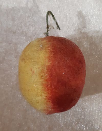 Ёлочная игрушка румяное Яблочко, вата. СССР