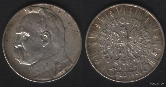 Польша y29 5 злотых 1935 год  Пилсудский торг
