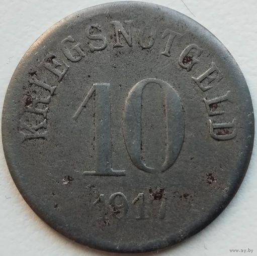 Кригснотгельд. Фюрт. Бавария. 10 пфеннигов. 1917 г.