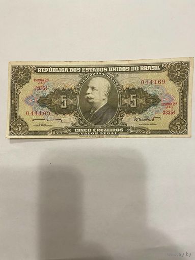 Бразилия 5 крузейро 1962-64г.-0901