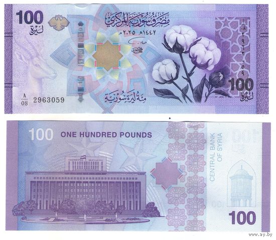 Сирия 100 фунтов 2025 год UNC (деноминированные) НОВИНКА