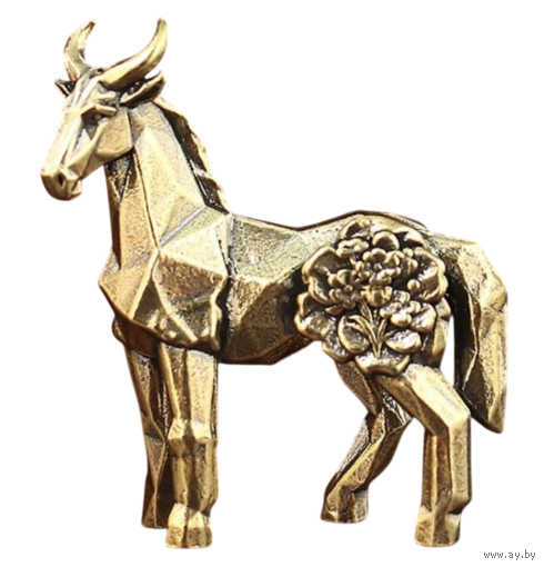Статуэтка миниатюра Рогатый Конь Латунь