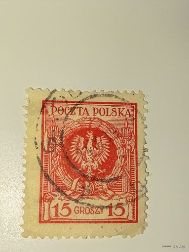 Польша 1924 Коронованный польский орел, окруженный лавровым венком и фасциями (символ объединенной Польши).