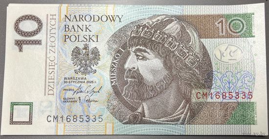 Польша 10 злотых 2025 года UNC (номера и серии могут отличаться)