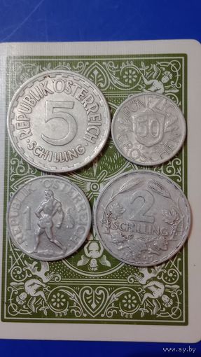 Австрия комплект 50 грош,1,2,5 шиллингов 1947,1952
