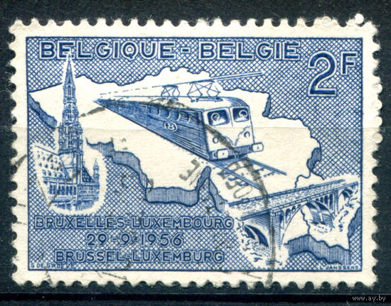 Бельгия - 1956г. - электрификация железной дороги - 1 марка - полная серия, гашёная [Mi 1045]. #2-Be-48-B-1
