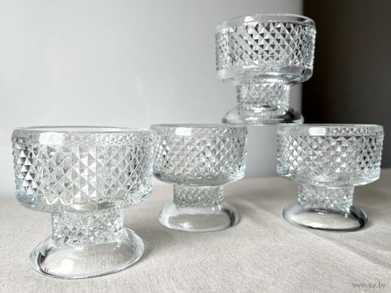 Стаканы Чехия винтаж стекло креманки вазочки для фруктов 4шт