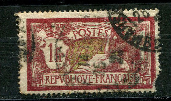 Франция - 1900/1917 - Аллегория 1Fr - (с повреждением) - [Mi.98y] - 1 марка. Гашеная.  (Лот 31JG)-TG2P22
