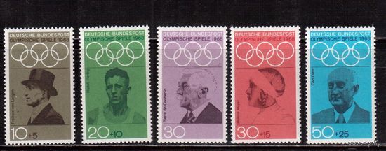 Германия(ФРГ)-1968,(Мих.561-565), *(след от накл.) ,  Спорт, ОИ-1968