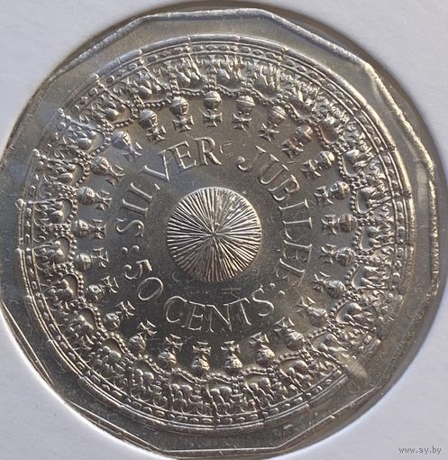 Австралия 50 центов 1977 г. 25 лет правлению Королевы Елизаветы II. В холдере