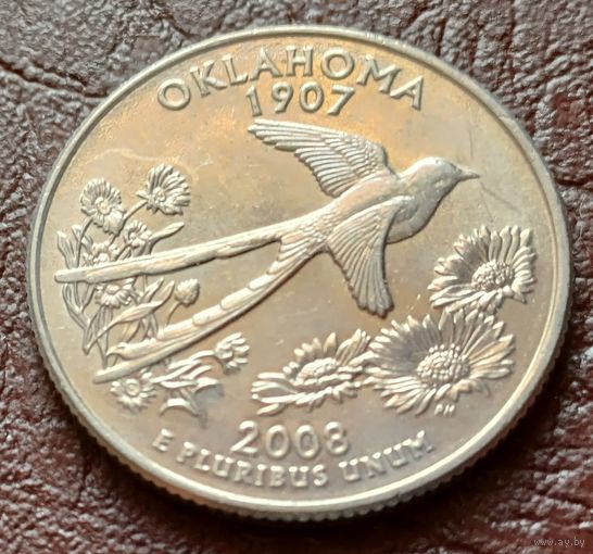 США 25 центов , D  2008 Квотер штата Оклахома   ( 2-6-2 )